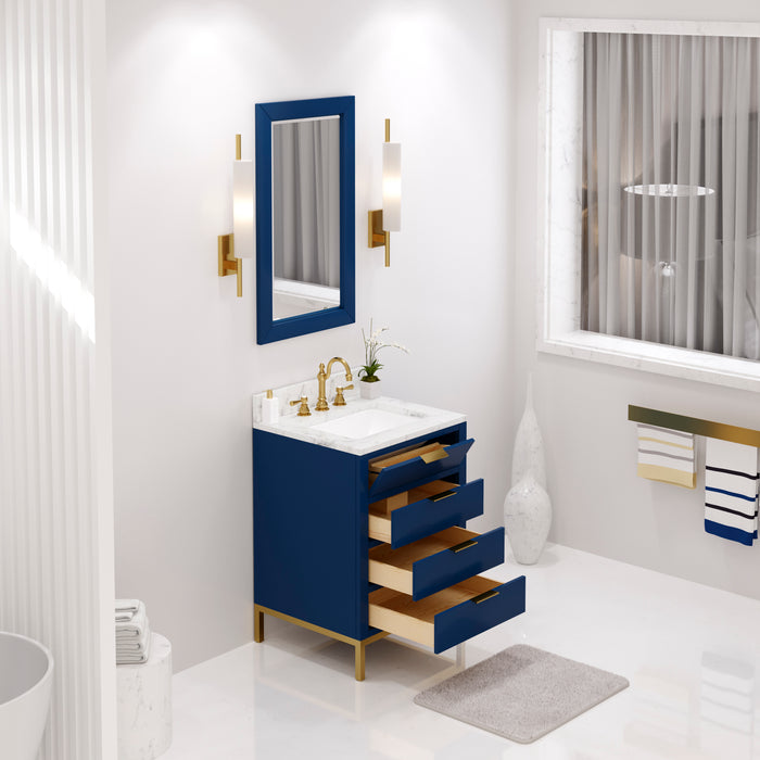 Kingston Bristol BR24CW06MB - 24 in. x 21.5 in. Bathroom Vanity Marble Top and White Basin, Monarch Blue