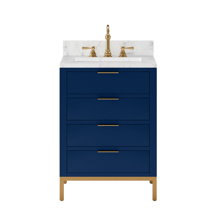 Kingston Bristol BR24CW06MB - 24 in. x 21.5 in. Bathroom Vanity Marble Top and White Basin, Monarch Blue