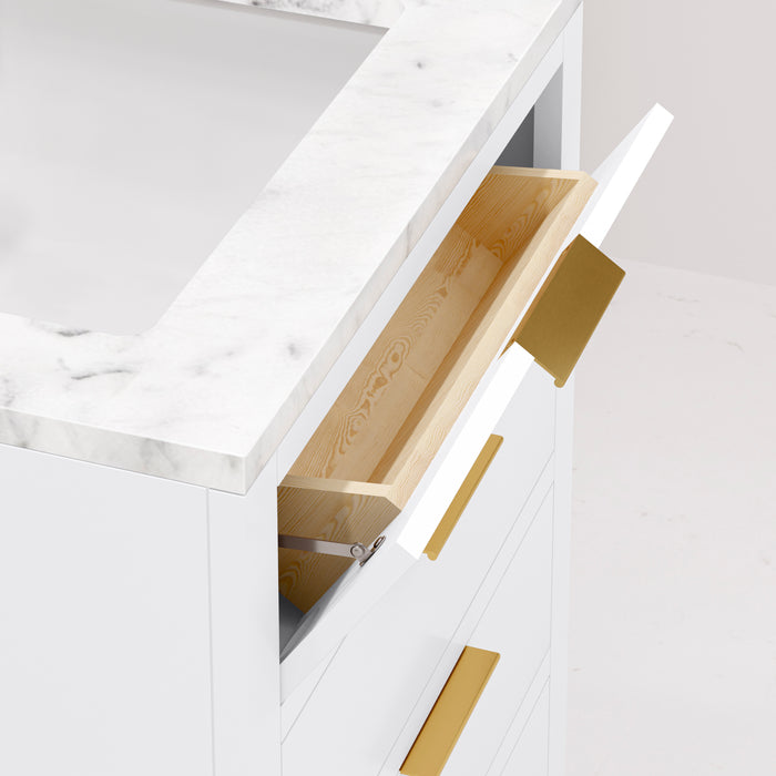 Kingston Bristol BR24CW06PW - 24 in. x 21.5 in. Bathroom Vanity Marble Top and White Basin, Pure White