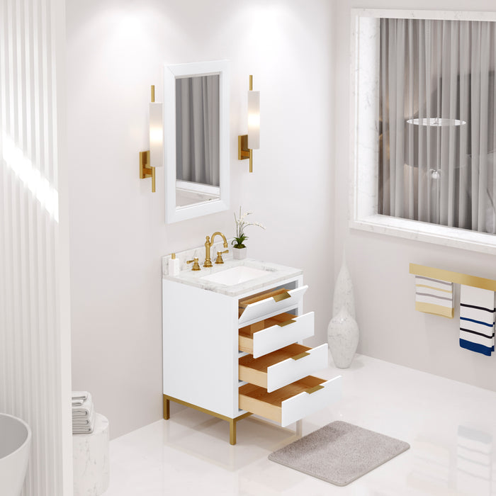 Kingston Bristol BR24CW06PW - 24 in. x 21.5 in. Bathroom Vanity Marble Top and White Basin, Pure White