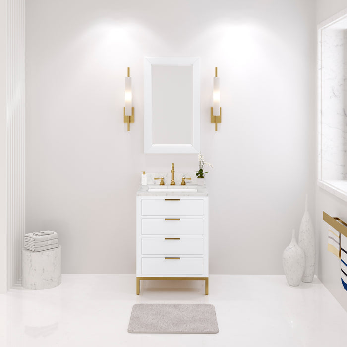 Kingston Bristol BR24CW06PW - 24 in. x 21.5 in. Bathroom Vanity Marble Top and White Basin, Pure White
