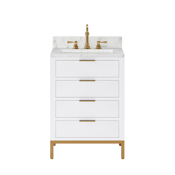 Kingston Bristol BR24CW06PW - 24 in. x 21.5 in. Bathroom Vanity Marble Top and White Basin, Pure White