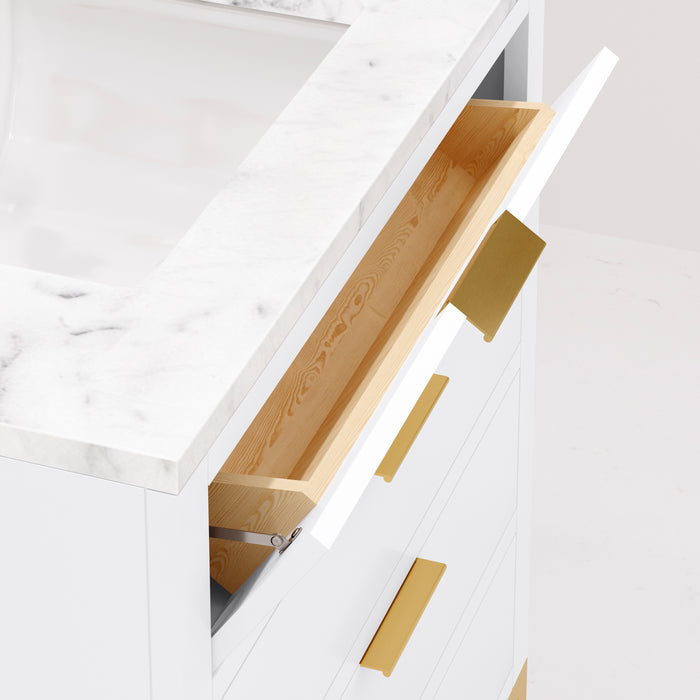 Kingston Bristol BR30CW06PW - 30 in. x 21.5 in. Bathroom Vanity Marble Top and White Basin, Pure White
