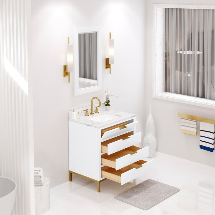 Kingston Bristol BR30CW06PW - 30 in. x 21.5 in. Bathroom Vanity Marble Top and White Basin, Pure White