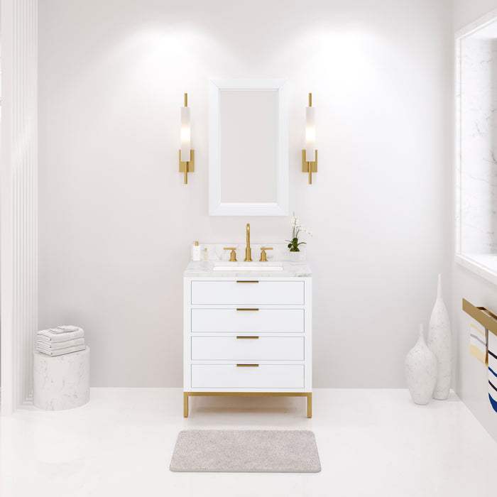 Kingston Bristol BR30CW06PW - 30 in. x 21.5 in. Bathroom Vanity Marble Top and White Basin, Pure White