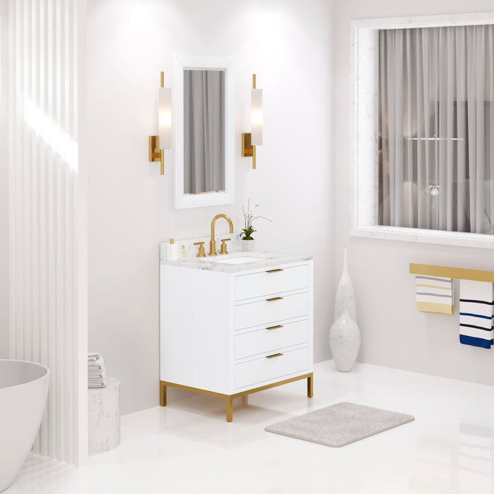 Kingston Bristol BR30CW06PW - 30 in. x 21.5 in. Bathroom Vanity Marble Top and White Basin, Pure White