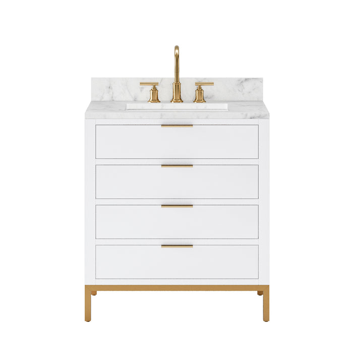 Kingston Bristol BR30CW06PW - 30 in. x 21.5 in. Bathroom Vanity Marble Top and White Basin, Pure White
