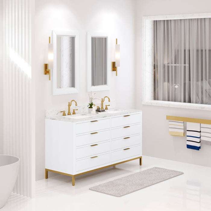 Kingston Bristol BR60CW06PW - 60 in. x 21.5 in. Bathroom Vanity Marble Top and White Basin, Pure White