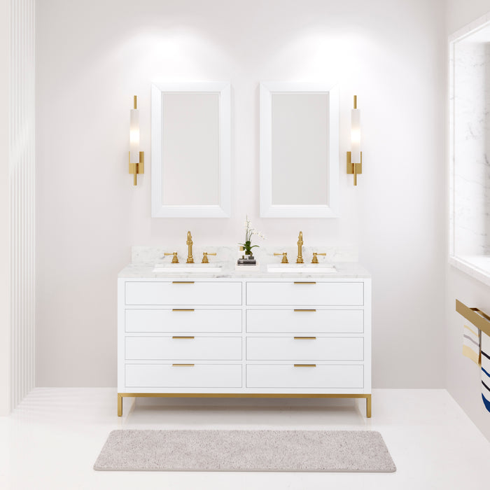 Kingston Bristol BR60CW06PW - 60 in. x 21.5 in. Bathroom Vanity Marble Top and White Basin, Pure White