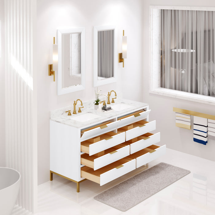 Kingston Bristol BR60CW06PW - 60 in. x 21.5 in. Bathroom Vanity Marble Top and White Basin, Pure White