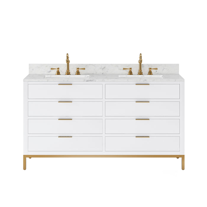 Kingston Bristol BR60CW06PW - 60 in. x 21.5 in. Bathroom Vanity Marble Top and White Basin, Pure White