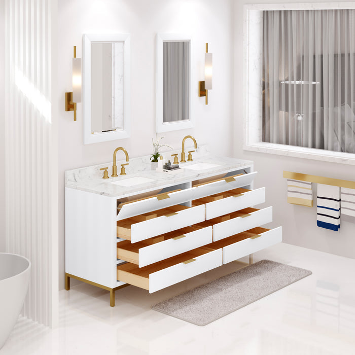 Kingston Bristol BR72CW06PW - 72 in. x 21.5 in. Bathroom Vanity Marble Top and White Basin, Pure White
