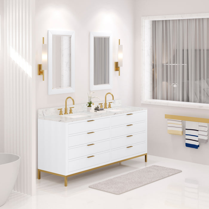 Kingston Bristol BR72CW06PW - 72 in. x 21.5 in. Bathroom Vanity Marble Top and White Basin, Pure White