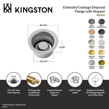 Kingston Made To Match BS2002 Extended Disposal Flange, Polished