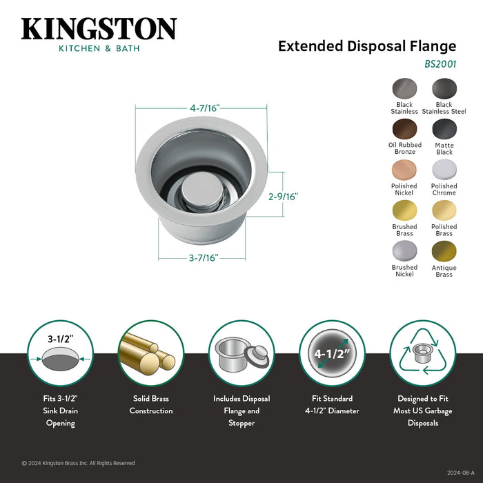 Kingston Made To Match BS2003VN Extended Disposal Flange, Black Stainless
