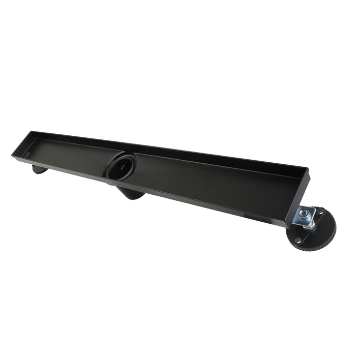 Kingston Watercourse BSF2420 24-Inch Stainless Steel Linear Shower Drain with Reversible Tile Insert and Flat Grate, Matte Black