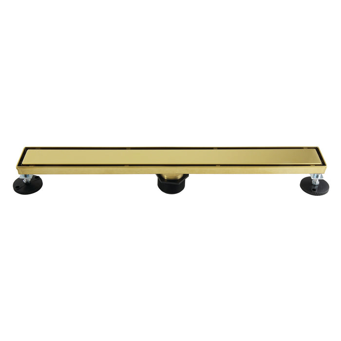 Kingston Watercourse BSF2422 24-Inch Stainless Steel Linear Shower Drain with Reversible Tile Insert and Flat Grate, Polished Brass