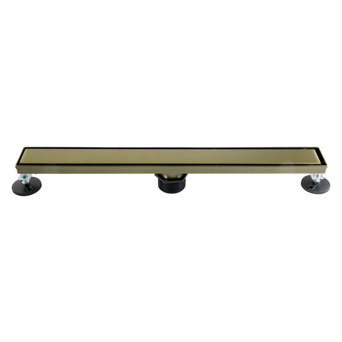 Kingston Watercourse BSF2423 24-Inch Stainless Steel Linear Shower Drain with Reversible Tile Insert and Flat Grate, Antique Brass