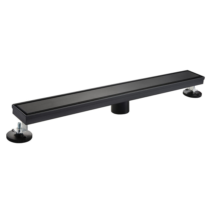 Kingston Watercourse BSF2820 28-Inch Stainless Steel Linear Shower Drain with Reversible Tile Insert and Flat Grate, Matte Black