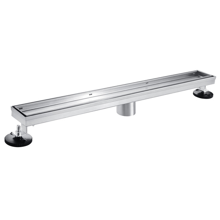 Kingston Watercourse BSF2821 28-Inch Stainless Steel Linear Shower Drain with Reversible Tile Insert and Flat Grate, Polished Chrome