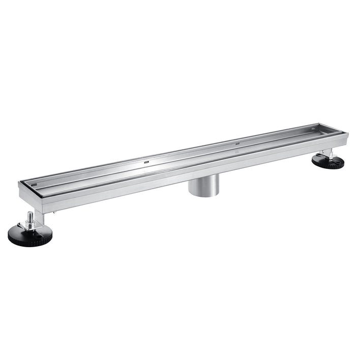 Kingston Watercourse BSF2828 28-Inch Stainless Steel Linear Shower Drain with Reversible Tile Insert and Flat Grate, Brushed Nickel