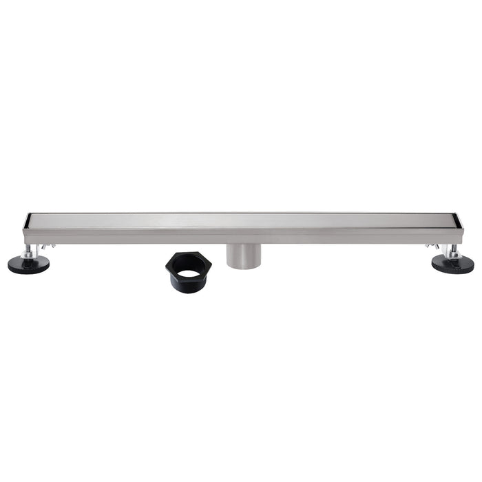 Kingston Watercourse BSF2828 28-Inch Stainless Steel Linear Shower Drain with Reversible Tile Insert and Flat Grate, Brushed Nickel