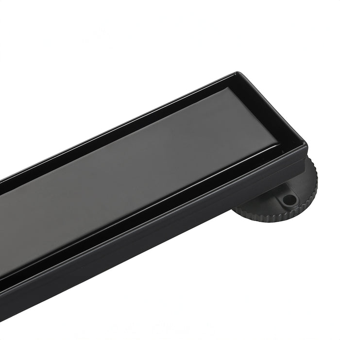 Kingston Watercourse BSF3220 32-Inch Stainless Steel Linear Shower Drain with Reversible Tile Insert and Flat Grate, Matte Black