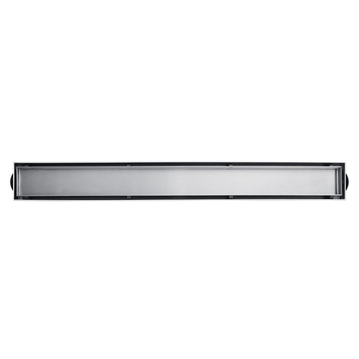 Kingston Watercourse BSF3228 32-Inch Stainless Steel Linear Shower Drain with Reversible Tile Insert and Flat Grate, Brushed Nickel