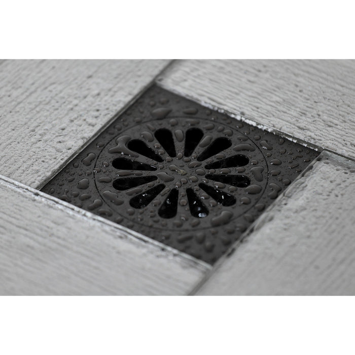 Kingston Watercourse BSF4161ORB 4-Inch Brass Square Grid Shower Drain with Hair Strainer, Oil Rubbed Bronze