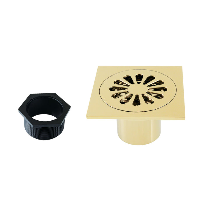 Watercourse BSF4161PB 4-Inch Square Grid Shower Drain with Hair Catcher, Polished Brass