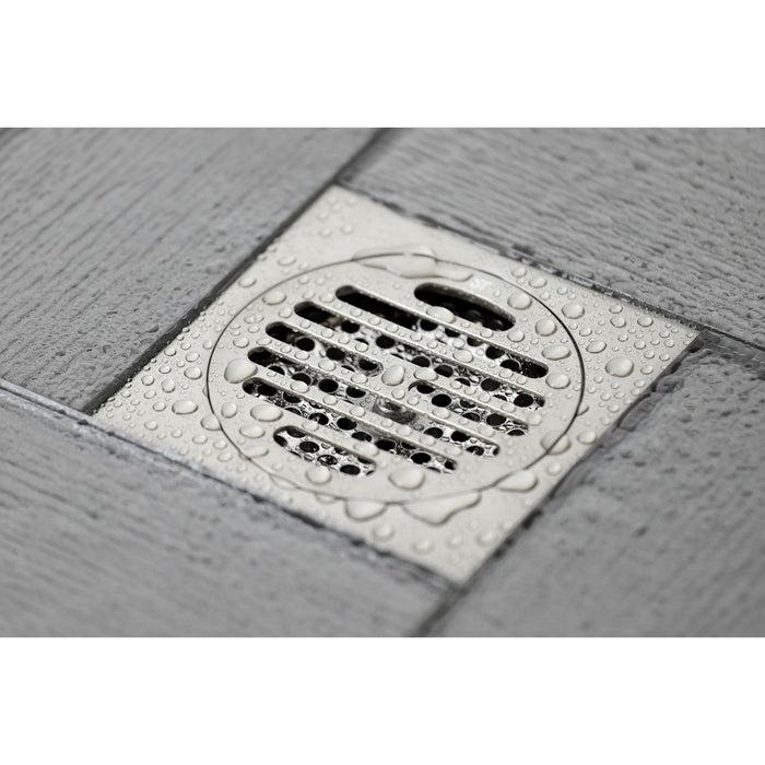 Kingston Watercourse BSF4262BN 4-Inch Brass Square Grid Shower Drain with Hair Strainer, Brushed Nickel