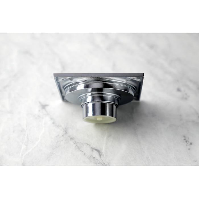 Kingston Watercourse BSF4262C 4-Inch Brass Square Grid Shower Drain with Hair Strainer, Polished Chrome