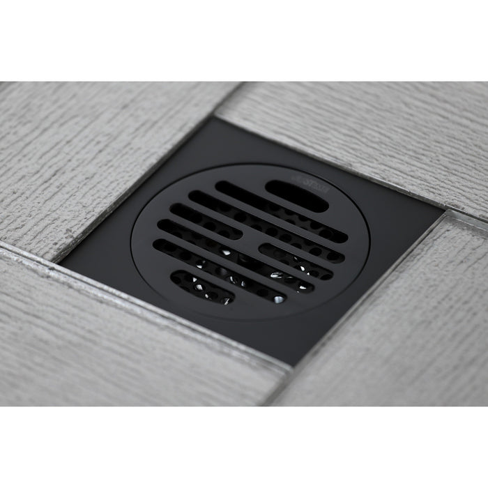 Kingston Watercourse BSF4262MB 4-Inch Brass Square Grid Shower Drain with Hair Strainer, Matte Black
