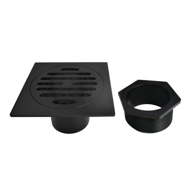 Watercourse BSF4262MB Symmetric 4-Inch Brass Square Grid Shower Drain with Flange and Hair Trap, Matte Black