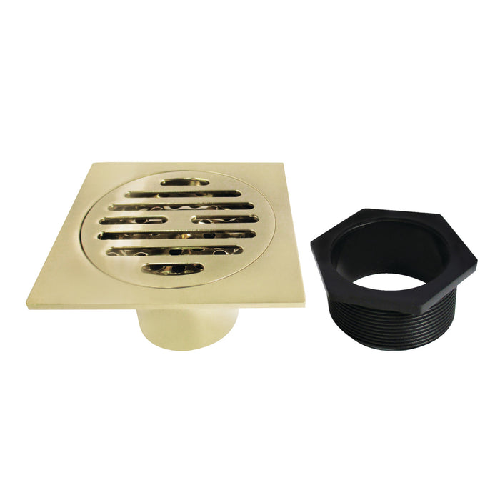 Watercourse BSF4262PB 4-Inch Square Grid Shower Drain with Hair Catcher, Polished Brass