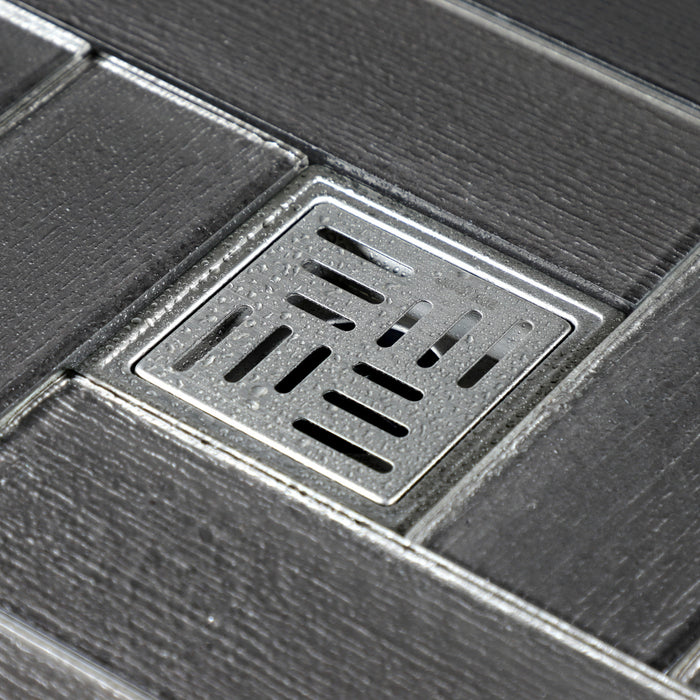 Kingston Watercourse BSF4410SS 4-Inch Stainless Steel Square Shower Drain with Flange and Hair Trap, Brushed Stainless Steel