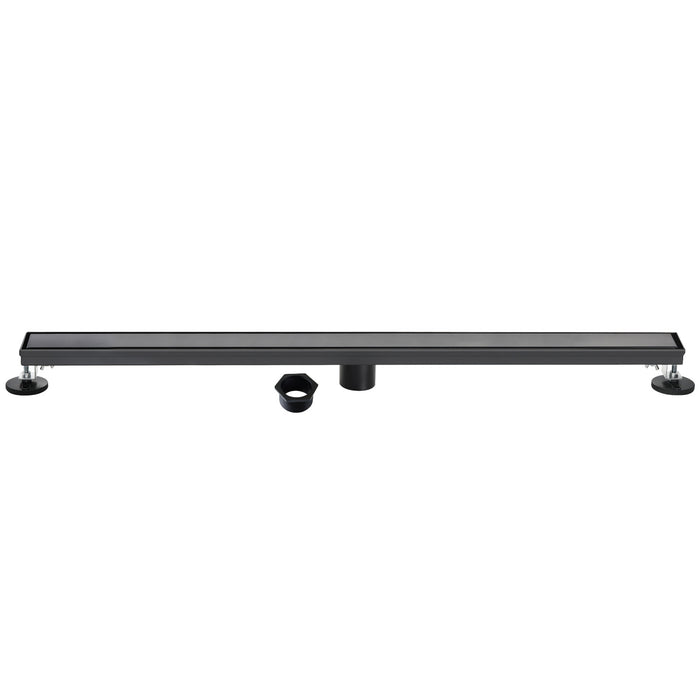 Kingston Watercourse BSF6020 60-Inch Stainless Steel Linear Shower Drain with Reversible Tile Insert and Flat Grate, Matte Black