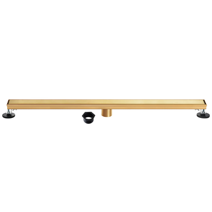 Kingston Watercourse BSF6027 60-Inch Stainless Steel Linear Shower Drain with Reversible Tile Insert and Flat Grate, Brushed Brass