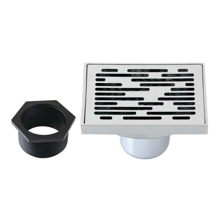 Kingston Watercourse BSF6310C 4-Inch Brass Square Grid Shower Drain with Hair Strainer, Polished Chrome