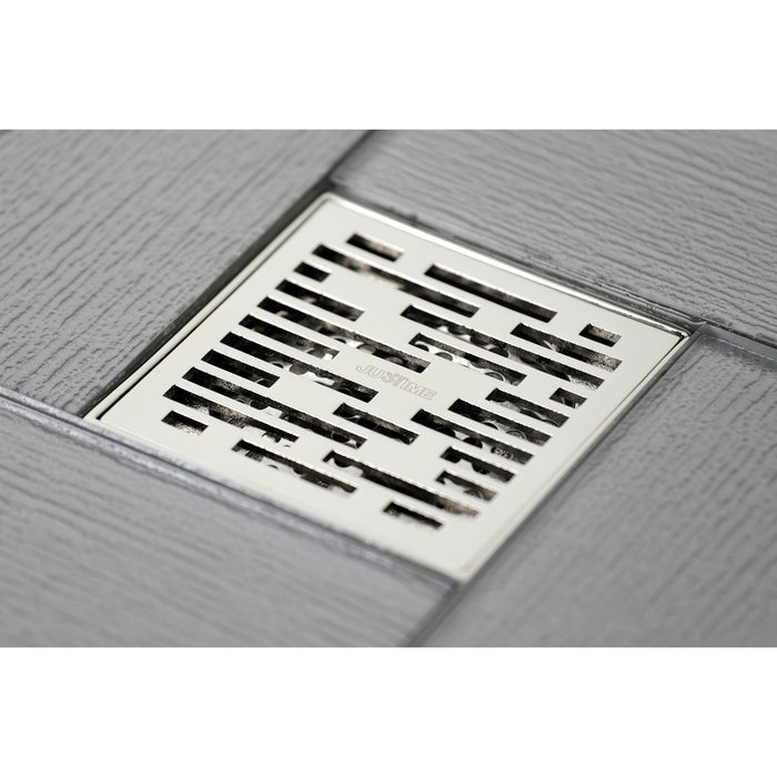 Kingston Watercourse BSF6310PN Transit 4-Inch Brass Square Grid Shower Drain with Flange and Hair Trap, Polished Nickel