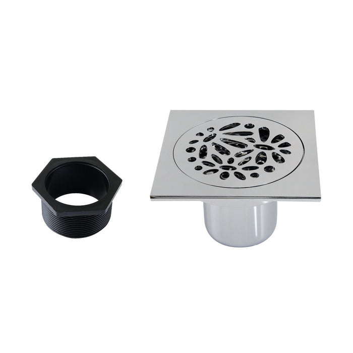 Watercourse BSF6360C 4-Inch Square Grid Shower Drain with Hair Catcher, Polished Chrome