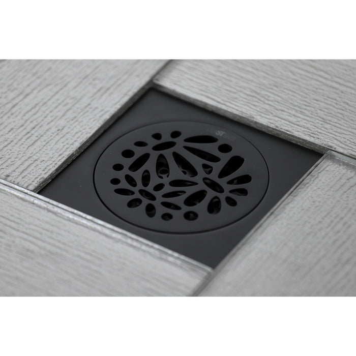 Kingston Watercourse BSF6360MB 4-Inch Brass Square Grid Shower Drain with Hair Strainer, Matte Black