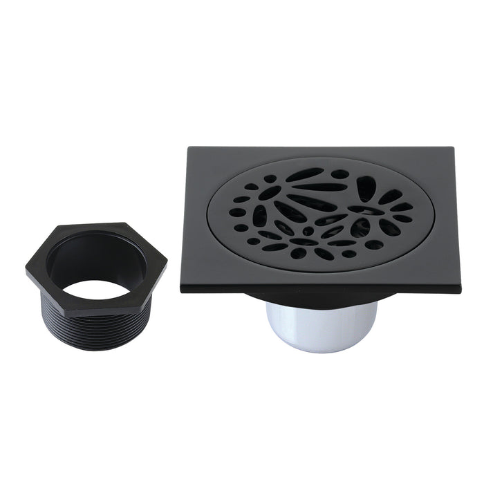 Kingston Watercourse BSF6360MB 4-Inch Brass Square Grid Shower Drain with Hair Strainer, Matte Black
