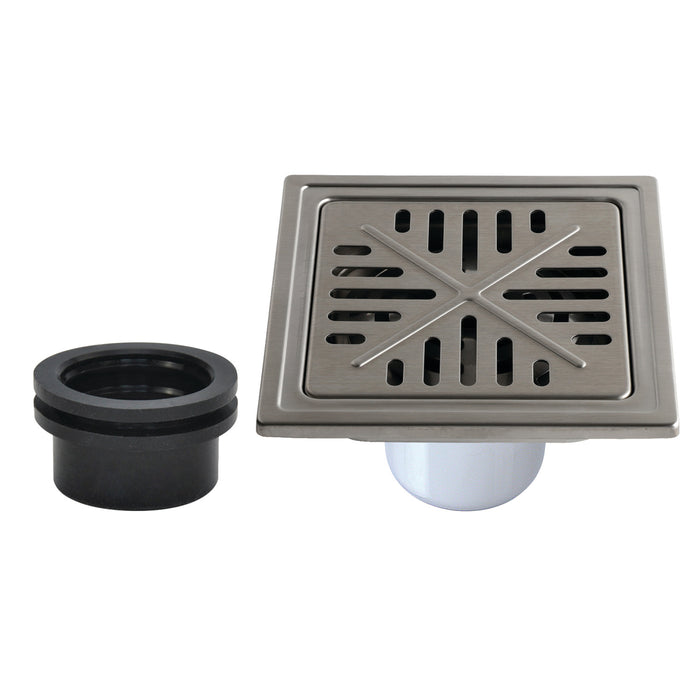 Kingston Watercourse BSF6605SS 6-Inch Stainless Steel Square Shower Drain with Flange and Hair Trap, Brushed Stainless Steel