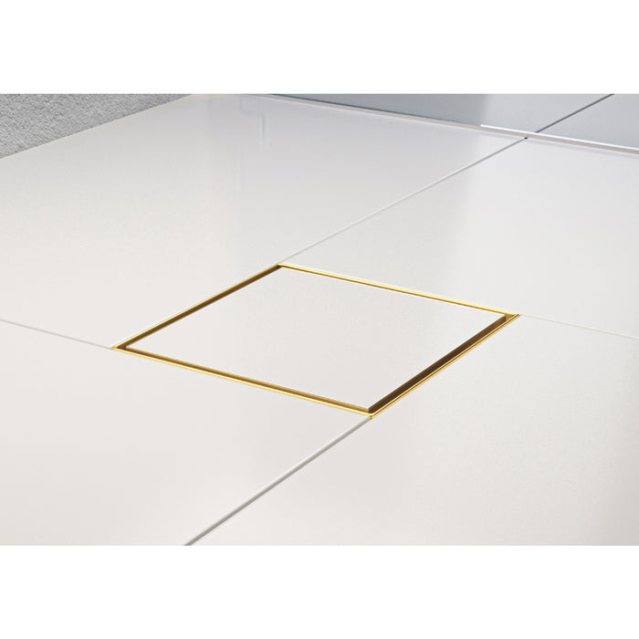 Kingston Watercourse BSF6627 6-Inch Stainless Steel Square Shower Drain with Hair Catcher, Brushed Brass