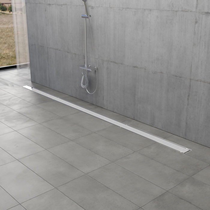 Kingston Watercourse BSF7221 72-Inch Stainless Steel Linear Shower Drain with Reversible Tile Insert and Flat Grate, Polished Chrome