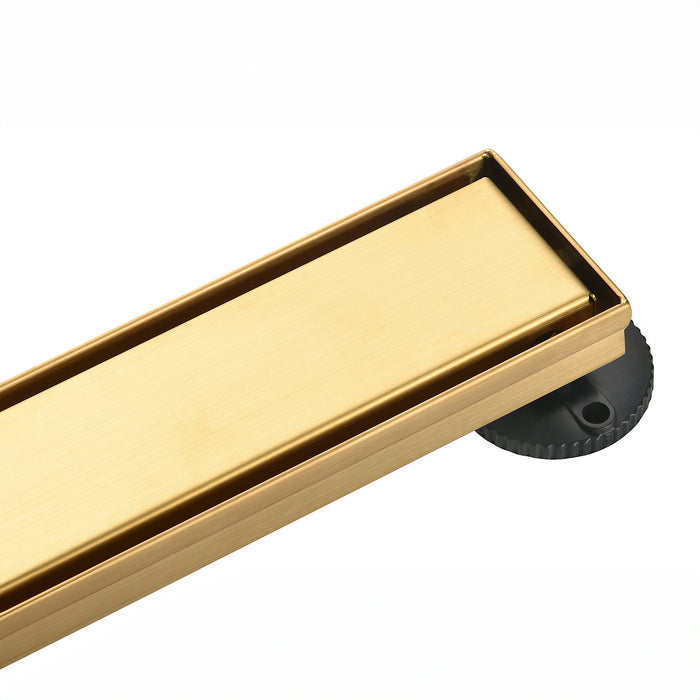 Kingston Watercourse BSF7227 72-Inch Stainless Steel Linear Shower Drain with Reversible Tile Insert and Flat Grate, Brushed Brass