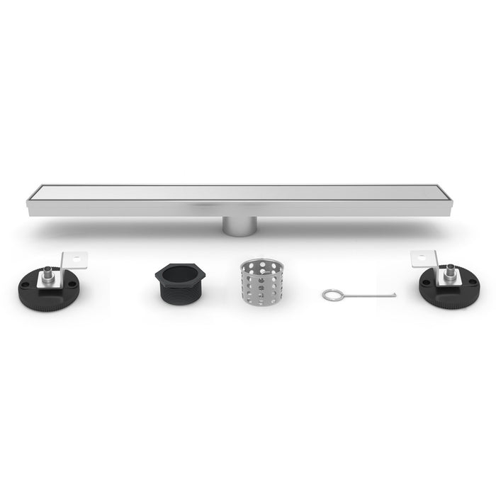 Kingston Watercourse BSF7228 72-Inch Stainless Steel Linear Shower Drain with Reversible Tile Insert and Flat Grate, Brushed Nickel