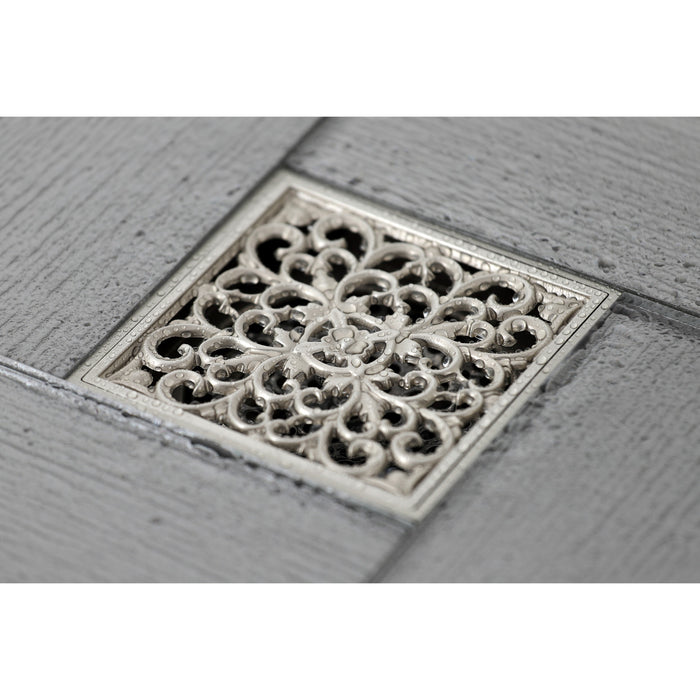 Kingston Watercourse BSF9771BN 4-Inch Brass Square Grid Shower Drain with Hair Strainer, Brushed Nickel