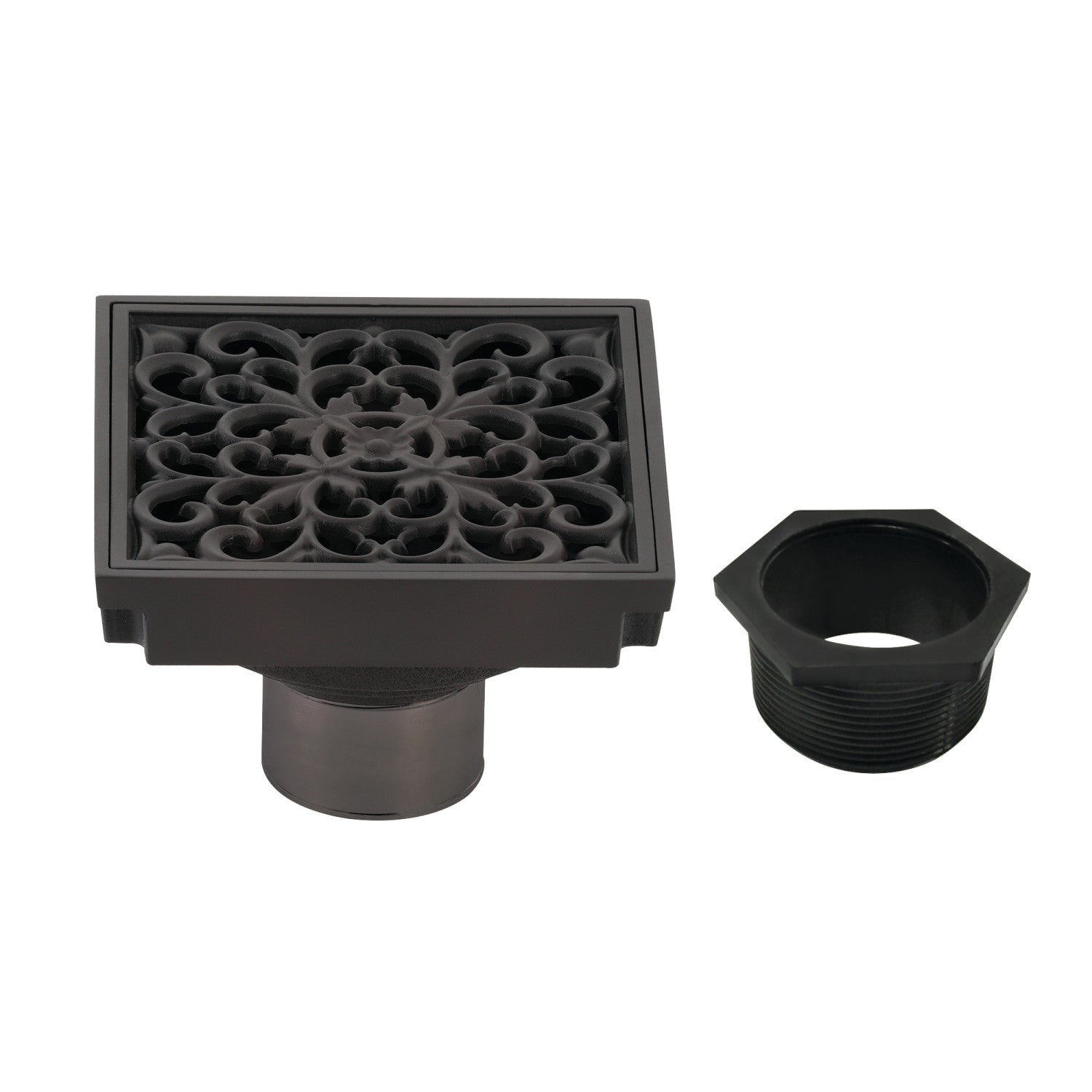 Kingston Brass Shower Drain – 4 Square Polished Chrome – Brass Construction With Hair Catcher